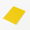 A5 thin notebook with a bright yellow PU cover and a white spine, featuring a logo on the front.