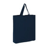 A navy blue cotton tote bag with two sturdy handles and a plain design, featuring a logo.