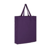 A purple cotton tote bag with two shoulder straps and a plain design. The bag includes a logo.