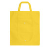 A foldable non-woven shopping bag in bright yellow, featuring a front pocket and dual handles.