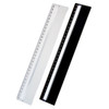 A 30cm plastic ruler set in clear and black, featuring a magnifying viewer and measurement markings.