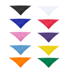 A triangular bandana in various colours, including black, white, blue, red, pink, purple, teal, yellow, orange, and green.