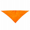 An orange triangular bandana with a smooth finish. The product features a logo.
