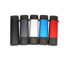 A set of five USB flash drives in black, grey, white, blue, and red, featuring a logo on each.