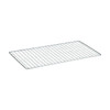 A rectangular wire grill rack with a silver finish, featuring a square mesh design.