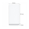 A white rectangular box with dimensions of 9.3 cm by 3.3 cm by 19.1 cm, featuring a simple design.