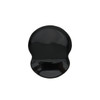 A black lightweight gel pad with a smooth, shiny surface, featuring a rounded shape. It has a logo on it.