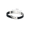 A metal folding lock clasp bangle in silver and black, featuring a sleek design and a clasp closure.