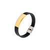A multi-layer leather bracelet featuring black leather bands and a shiny gold-tone metal clasp.