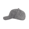 A grey cap with a smooth surface, featuring a curved brim and no visible seams. It has a logo on the side.