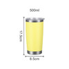 A drink bottle with a bright yellow exterior and stainless steel double wall, measuring 500ml in capacity.