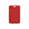 A red ABS single side ID card holder with a top handle and a simple, flat design.
