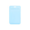 A light blue ABS single side ID card holder with a top slot for attachment. It has a simple, flat design.