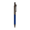 An Arc Metal Pen in blue with a sleek grey clip and trim, featuring a modern design and smooth finish.