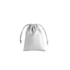 A silver PU leather drawstring gift bag with a gathered top and matching drawstring.