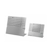 A silver aluminium desk calendar featuring a month view and a calendar with days of the week. It's sleek and modern in design.