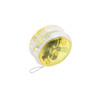 A yellow and clear light-up yoyo with a visible internal mechanism and a string attached.