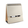 A beige Memo Whiteboard Notepad with a spiral binding and a black and white marker attached.