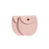 A pink oval PU leather jewelry pouch with a snap closure, featuring a smooth texture and a simple design.