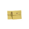 A pair of yellow PU leather jewelry pouches with snap closures, featuring a simple design and a logo.