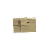 A pair of square PU leather jewellery pouches in gold, featuring a snap closure and a smooth finish.