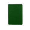 A green washable paper notebook with a smooth cover and rounded corners, featuring a logo on the front.