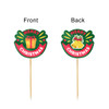 A pack of 100 custom sticker toothpicks featuring a festive Christmas design in red, green, and yellow.