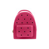 A pink EVA holes backpack with a textured front and multiple holes for ventilation features a small front pocket and a top handle.