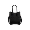 A black EVA tote bag with holes, featuring two handles and a detachable shoulder strap.