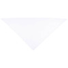 A white triangular bandana with a smooth texture, featuring a logo or branding.