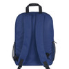A blue urban sports backpack featuring adjustable straps and mesh side pockets. It has a logo on the front.