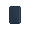 A PU magnetic phone card holder in dark navy, featuring a sleek, textured design and a subtle logo.
