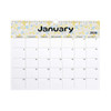 A horizontal wall calendar for January 2026 featuring a floral design at the top and a white grid layout.