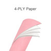 A pink custom disposable 4-ply straight drinking paper straw displayed with visible layers and a branded logo.