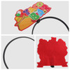 A black headband with a vibrant "Taco Bar" design and a red felt accent. Features a fun taco graphic.