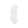 A translucent, clear Gua Sha board with a curved shape, featuring a smooth surface and a slight grip edge.