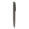 A sleek black metal ball pen with a smooth finish and a clip for easy attachment. It features a minimalist design.