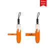 A 23'' colour-changing umbrella in orange and white, featuring a logo, with a compact design for easy carrying.