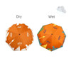 A 23'' colour changing umbrella featuring orange designs that appear differently when dry and wet, with a logo.
