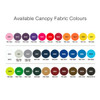 A variety of canopy fabric colours for a 23'' colour changing umbrella, featuring shades from pink to brown.