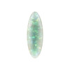 An oval iridescent hair clip in shades of green and white, featuring a textured surface and a glossy finish.