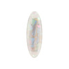 An oval iridescent hair clip featuring shades of pastel colours and a shiny finish, set against a white background.