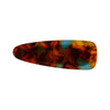 An acetate hair alligator clip featuring a marbled design in shades of brown, orange, and turquoise.