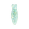 An iridescent fish-shaped hair clip in shades of pale blue and green, featuring a smooth, glossy finish.