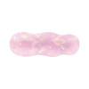 A pink iridescent alligator hair clip with a wavy design and a glossy finish. Contains branding.