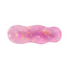 An iridescent pink alligator hair clip with a wavy design, featuring a shiny, reflective surface.