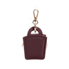A mini PU leather jewellery box in a deep burgundy colour with a gold-tone clip and zipper closure.