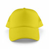 A bright yellow Classic 5 Panel Trucker Mesh Cap with a solid front panel and mesh sides. Features a logo.