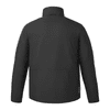 A black insulated puffer jacket for men, featuring a high collar and a simple, sleek design on the back.
