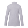 A light grey eco-friendly women's quarter zip jacket with a high collar and long sleeves. Features a logo.